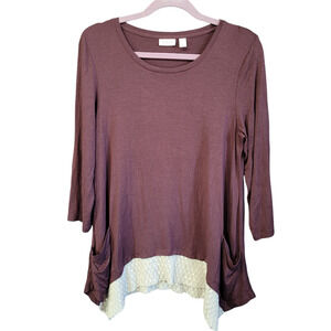 LOGO by Lori Goldstein size medium asymmetrical hem soft 3/4 sleeves